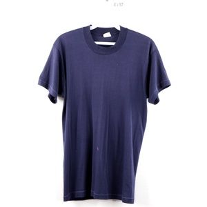 Vintage 70s Devknit Thin Blank T Shirt Navy Blue